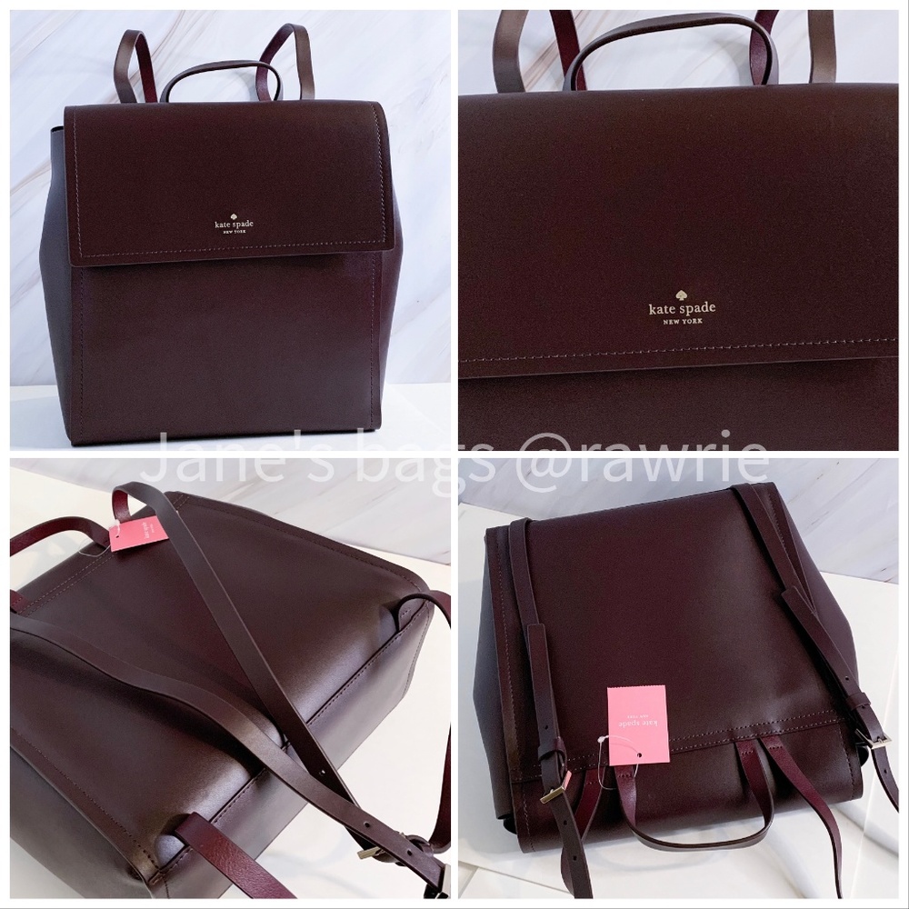WEEKEND SALE New Kate Spade Smooth Leather Backpack Wine Brown - Picture 3 of 4
